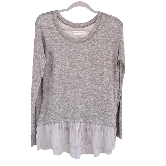 Abercrombie & Fitch Oversized Long Sleeve Tunic Layered Top Gray Size Small - Picture 1 of 4